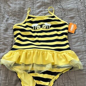 Gymboree Yellow and Black Striped Kids Swim One Piece